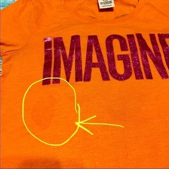 VS PINK Orange Imagine Short Sleeve Shirt Heart Back Size Small - Picture 6 of 9